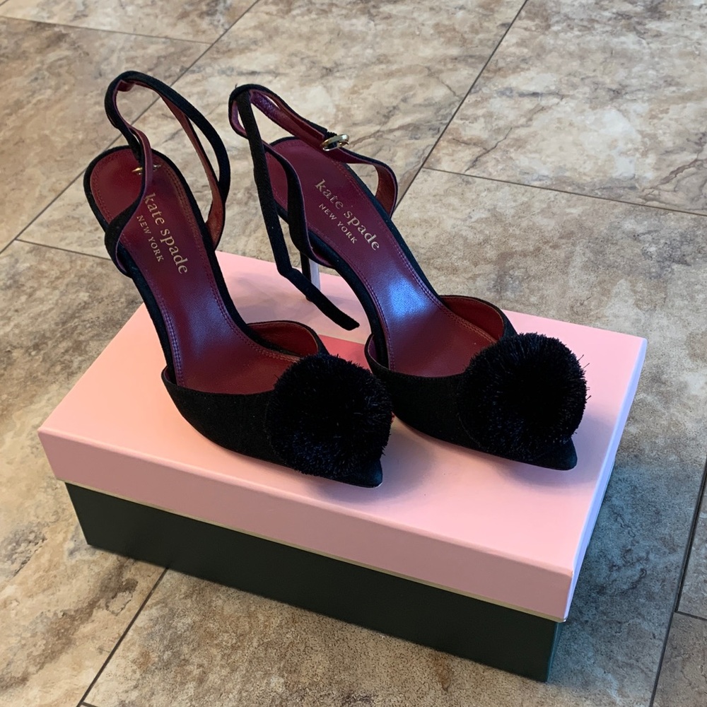 Kate Spade Amour Pom Pumps Black Size 7 - Picture 1 of 9